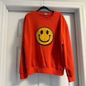 Vibrant Orange Smiley Face Sweatshirt
